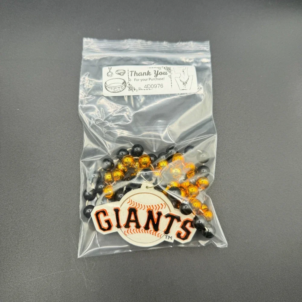 San Francisco Giants Beaded Necklace Black Orange Logo Pendant MLB Baseball
